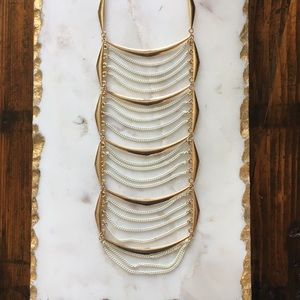 NWOT Gold and Cream Statement Bib Necklace